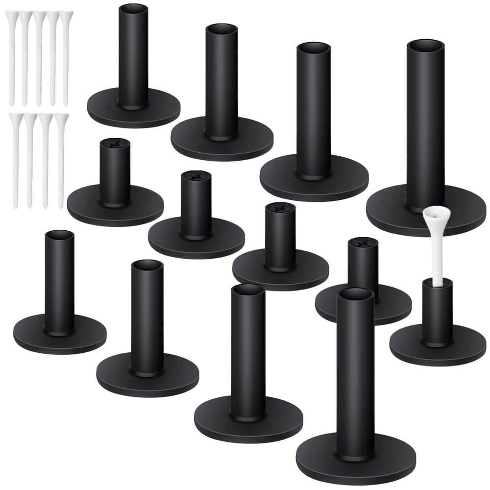 23 Pieces Rubber Golf Tees Set Tees Holders for Driving Range Mats Value Rubber Ball Seat for Golf Hitting Mats and Indoor Outdoor Training Mixed Size 1.5 2.3 2.7 3.1 3.5 Inch(Black)