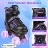 Kids Roller Skates for Girls Ages 6-12, Black&Purple 4 Sizes Adjustable Boys Roller Skates with Light up Wheels Size L view 4