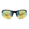 Mens Color Mirror Baseball Half Rim Wrap Plastic Sport Sunglasses Black Red Yellow Mirror view 1