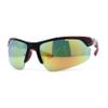 Mens Color Mirror Baseball Half Rim Wrap Plastic Sport Sunglasses Black Red Yellow Mirror view 2