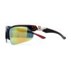 Mens Color Mirror Baseball Half Rim Wrap Plastic Sport Sunglasses Black Red Yellow Mirror view 3