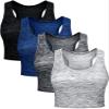 Boao 4 Pieces Basic Crop Tank Tops Sleeveless Racerback Crop Top for Women (Black, Blue, Brown, White, Small)