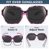 Br'Guras Polarized Oversized Fit Over Glasses Sunglasses for Women and Men Wear Over Glasses(Purple Leopard-Black/Non-mirrored-A10) view 3