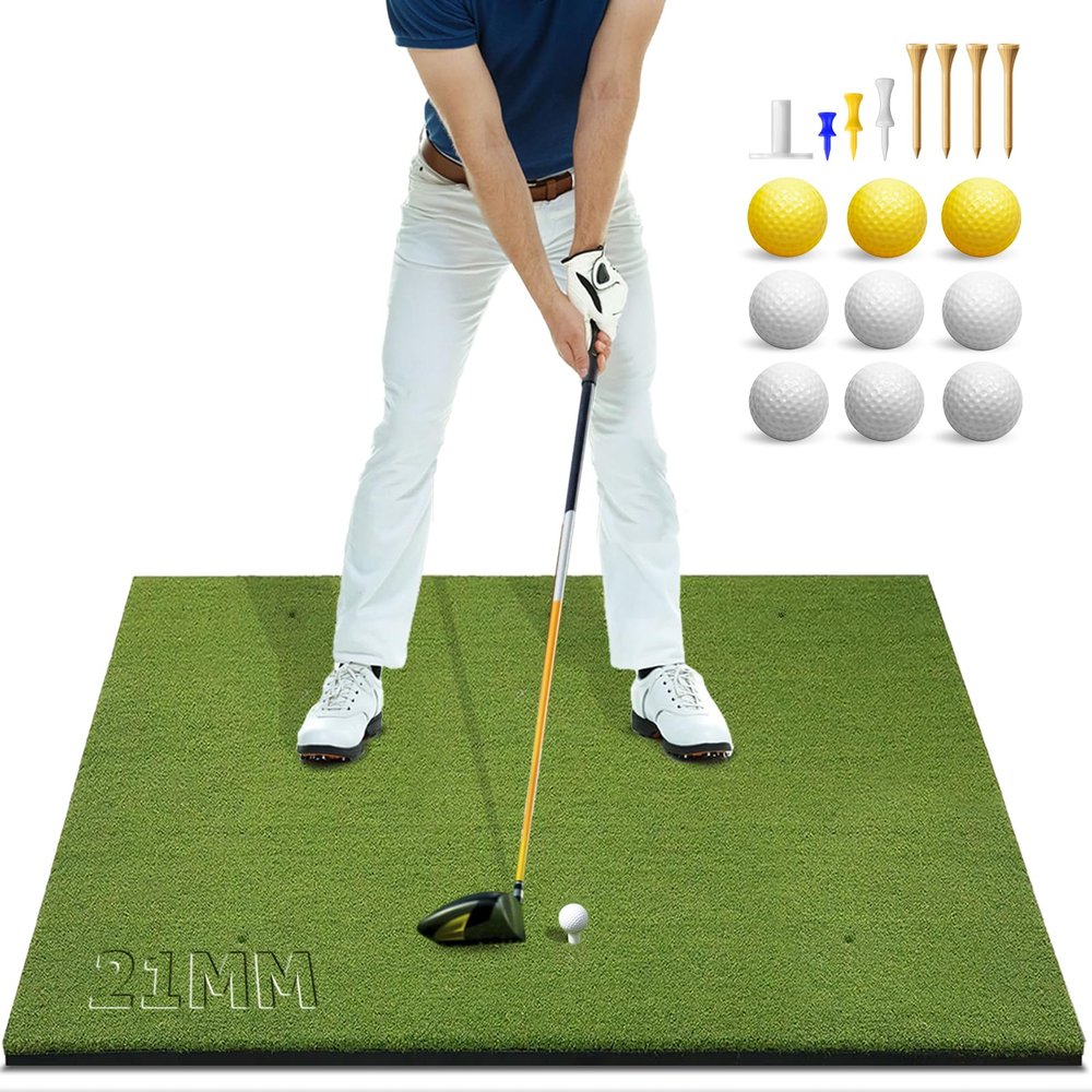 Bltend Golf Mat: 5x4ft Golf Hitting Mats Practice Outdoor/Indoor, Elite Dense Artificial Turf Matt Training Aid for Backyard/Garage/Driving Range/Simulators, Ideal Gifts for Men (21mm Thickened)