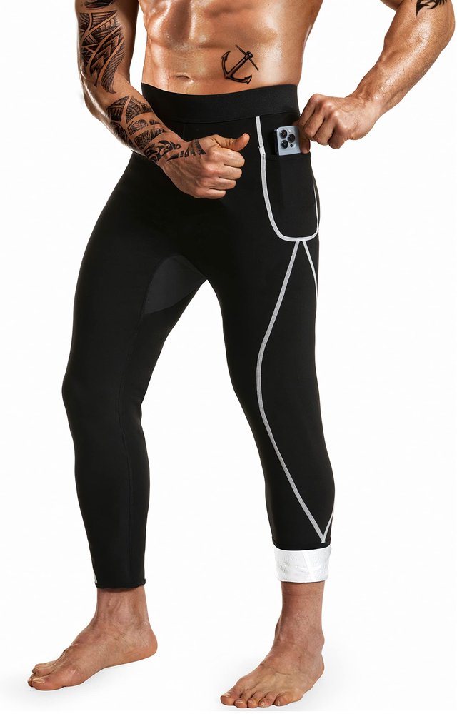 DYUAI Sauna Sweat Pants for Men Compression Pants Athletic Leggings Workout Sauna suit(WBH7201-07-M)