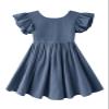 Dutebare Toddler Girls Dress Cotton Linen Ruffle Halter Sleeveless Kids Casual Summer Beach Party Dresses Navy Blue 130 view 2