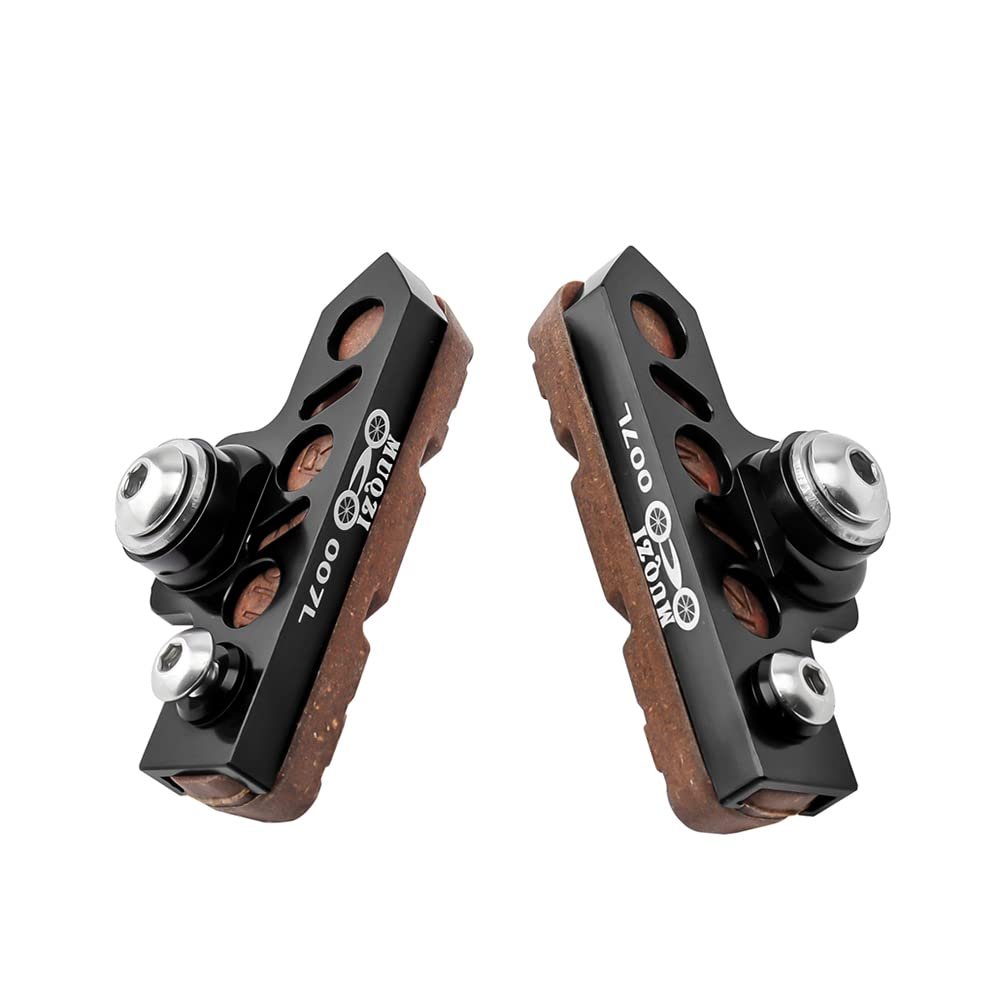 BBxunsless Bicycle C Caliper Extended Brake Pad (Set of 2) Bike Wear-Resistant Replaceable Carbon Fiber Rim for Road Bike,MTB,Folding Bike (Black-Brown)