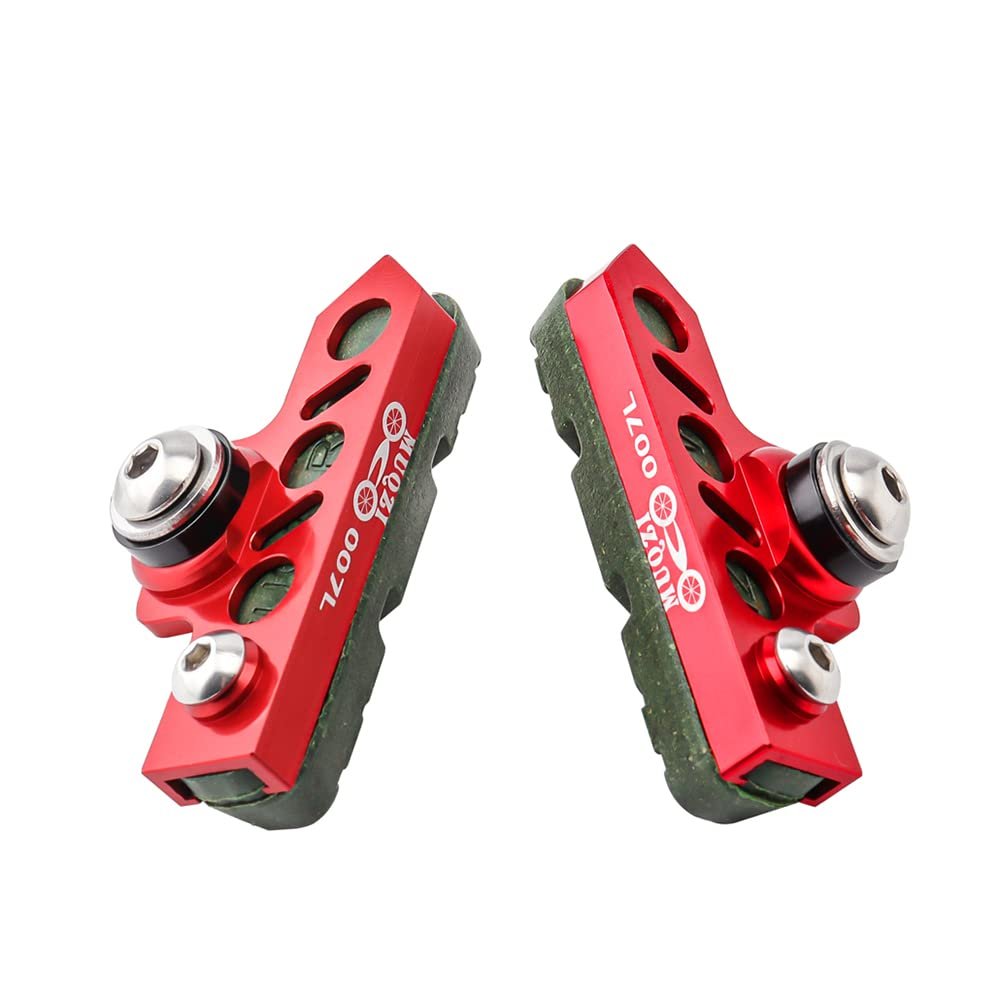 BBxunsless Bicycle C Caliper Extended Brake Pad (Set of 2) Bike Wear-Resistant Replaceable Carbon Fiber Rim for Road Bike,MTB,Folding Bike (Red-Green)