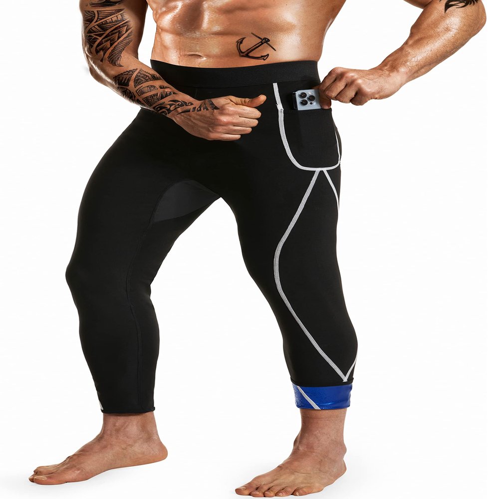 DYUAI Sauna Sweat Pants for Men Compression Pants Athletic Leggings Workout Sauna suit(WBH7201-01-XXXL)