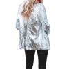 Tsnbre Women Sequin Blazer Long Sleeve Lapel Open Front Jacket Sparkle Glitter Cardigan Coat (Silver, XS) view 3