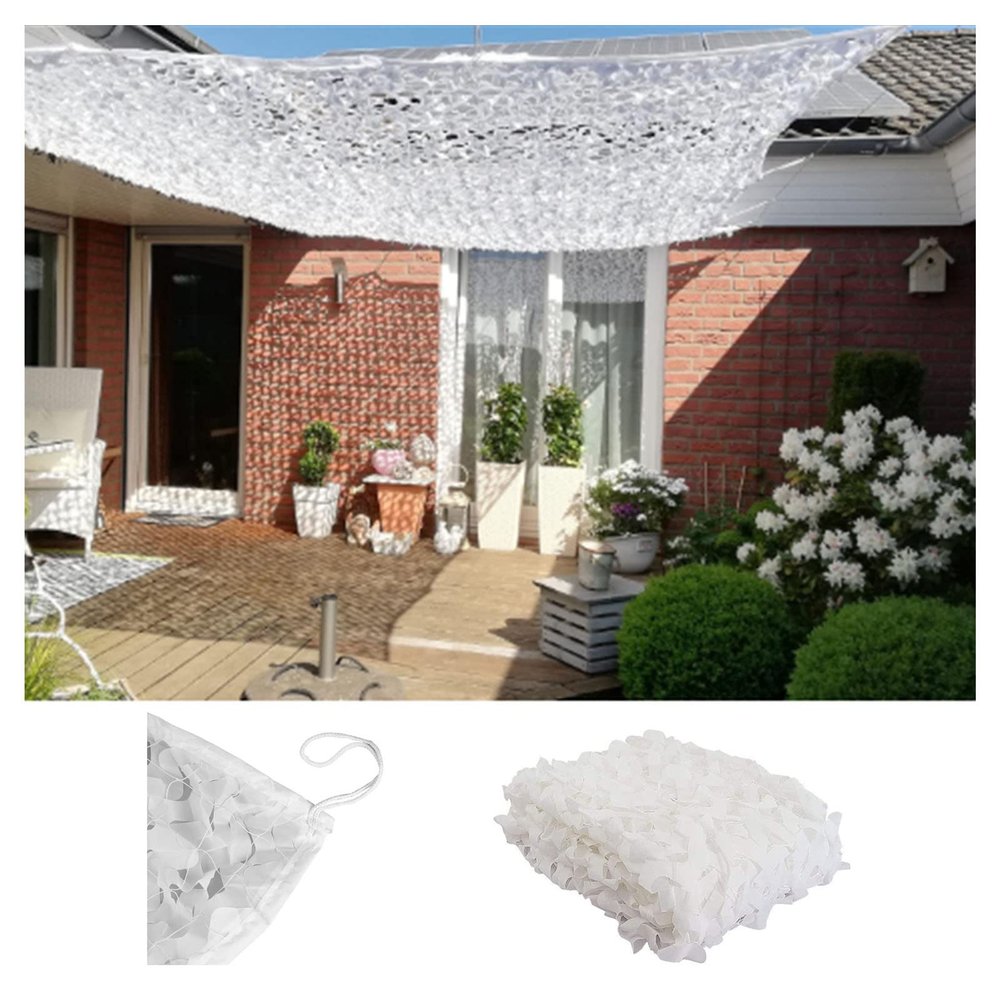 Camo Netting 2m 3m 4m 5m 6m 7m 8m 9m,Sunscreen Camouflage Net,Military Net,Hunting Camouflage Netting,Theme Party Decoration,Pergola Garden Shade Net,White,Customizable,White-3x4m(9.8*13.1ft)