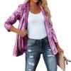 Tsnbre Women Sequin Blazer Long Sleeve Lapel Open Front Jacket Sparkle Glitter Cardigan Coat (Rose Red, XS) view 1