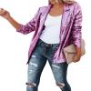 Tsnbre Women Sequin Blazer Long Sleeve Lapel Open Front Jacket Sparkle Glitter Cardigan Coat (Rose Red, XS) view 2