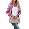 Tsnbre Women Sequin Blazer Long Sleeve Lapel Open Front Jacket Sparkle Glitter Cardigan Coat (Rose Red, XS) view 4