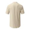 Mens Short Sleeve Button Down Shirts Cotton Linen Summer Regular Fit Loose Work Shirt Casual Cuban Beach Top with Pocket Beige view 3