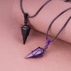 VIKCAUX 2 Pieces Crystal Necklaces for Couples Black Obsidian & Amethyst Point Pendant with Adjustable Rope Reiki Healing Crystal Stone Matching Necklace for Him and Her view 2