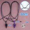 VIKCAUX 2 Pieces Crystal Necklaces for Couples Black Obsidian & Amethyst Point Pendant with Adjustable Rope Reiki Healing Crystal Stone Matching Necklace for Him and Her view 3