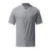 Mens Short Sleeve Button Down Shirts Cotton Linen Summer Regular Fit Loose Work Shirt Casual Cuban Beach Top with Pocket Gray view 2
