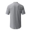 Mens Short Sleeve Button Down Shirts Cotton Linen Summer Regular Fit Loose Work Shirt Casual Cuban Beach Top with Pocket Gray view 3