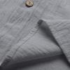 Mens Short Sleeve Button Down Shirts Cotton Linen Summer Regular Fit Loose Work Shirt Casual Cuban Beach Top with Pocket Gray view 4