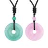 VIKCAUX 2 Pieces Crystal Necklace Circle Donut Green Aventurine & Rose Quartz Amulet Pendant Natural Gemstone Friendship Couple Matching Necklaces for Women Men view 1