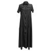 2025 Fashion Casual Dress for Women's Vintage Short Sleeve Jean Shirt Long Dresses Button Up Shift Denim Maxi Dress view 3