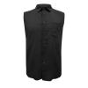 Mens Sleeveless Shirts Linen Cotton Casual Button Down Collar Muscle T-Shirts Regular Fit Cut Off Solid Tees Tops Pocket Black view 2