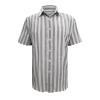 Men's Classic Striped Beach Shirts Cotton Linen Casual Button Down Short Seeve Tops Trendy 2022 Loose Holiday T-Shirts Gray view 4