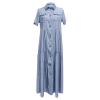 2025 Fashion Casual Dress for Women's Vintage Short Sleeve Jean Shirt Long Dresses Button Up Shift Denim Maxi Dress view 3