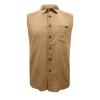 Mens Sleeveless Shirts Linen Cotton Casual Button Down Collar Muscle T-Shirts Regular Fit Cut Off Solid Tees Tops Pocket Khaki view 2