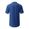 Mens Short Sleeve Button Down Shirts Cotton Linen Summer Regular Fit Loose Work Shirt Casual Cuban Beach Top with Pocket Blue view 3
