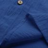 Mens Short Sleeve Button Down Shirts Cotton Linen Summer Regular Fit Loose Work Shirt Casual Cuban Beach Top with Pocket Blue view 4