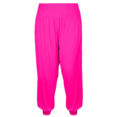 Girls Harem Pants Ali Baba Trousers Loose Casual Baggy Pant Sports Dance Elastic Yoga Leggings Childrens Florescent Flared Fancy Dress Kids Comfy Relaxed High Waist Trouser Neon Pink 7-8 Years