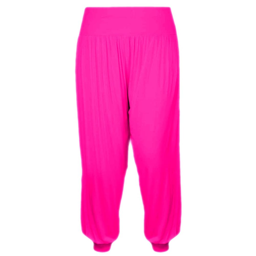 Girls Harem Pants Ali Baba Trousers Loose Casual Baggy Pant Sports Dance Elastic Yoga Leggings Childrens Florescent Flared Fancy Dress Kids Comfy Relaxed High Waist Trouser Neon Pink 7-8 Years