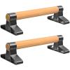 SELEWARE Wood Push-Up Bars Parallettes Anti-Slip Handstand Bars for Calisthenics, Fitness, Floor Workouts - Solid Wood Handle with Sturdy Metal Bracket, Supports to 600 lbs view 1