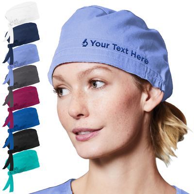Personalized Embroidered Unisex Scrub Cap w/Medical Specialty ICON & Name, Text, 15 Thread Colors, 6 Fonts - Surgical Cap One Size