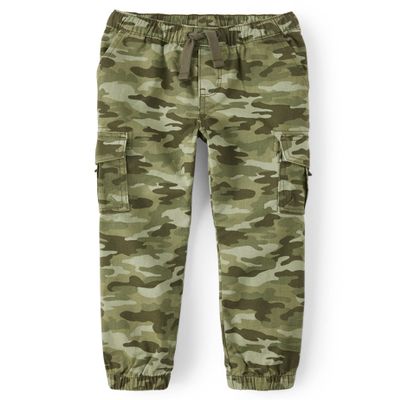 Gymboree Boys and Toddler Woven Pull On Cargo Jogger Pants, Camo Green, 8