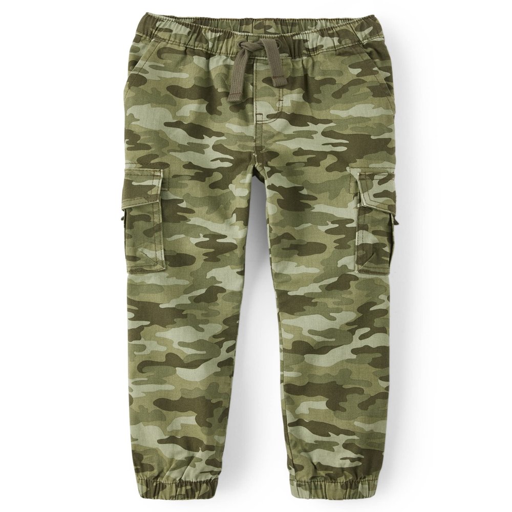 Gymboree Boys and Toddler Woven Pull On Cargo Jogger Pants, Camo Green, 8