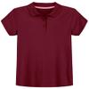Izod Girls School Uniform Short Sleeve Interlock Polo, Burgundy, 7 view 1