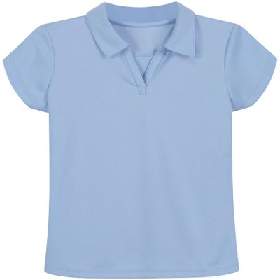 Izod Girls School Uniform Short Sleeve Performance Polo, Light Blue, 2T