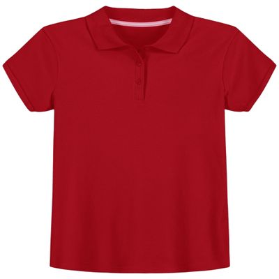 Izod Girls School Uniform Short Sleeve Interlock Polo, Red, 10.5-12.5 Plus