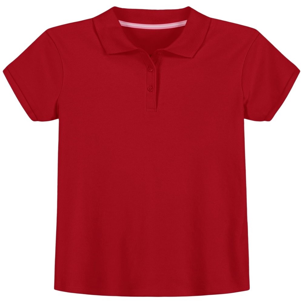 Izod Girls School Uniform Short Sleeve Interlock Polo, Red, 10.5-12.5 Plus
