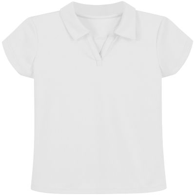 Izod Girls School Uniform Short Sleeve Shirt, Button Closure, Moisture Wicking/Performance Material, Fade Resistant Polo, White, 12-14 US