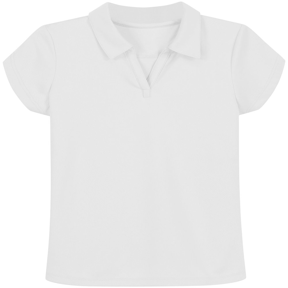 Izod Girls School Uniform Short Sleeve Shirt, Button Closure, Moisture Wicking/Performance Material, Fade Resistant Polo, White, 12-14 US