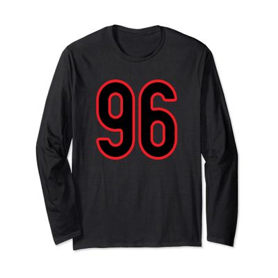 Number #96 Sports Jersey Red Black Favorite Lucky Number Long Sleeve T-Shirt
