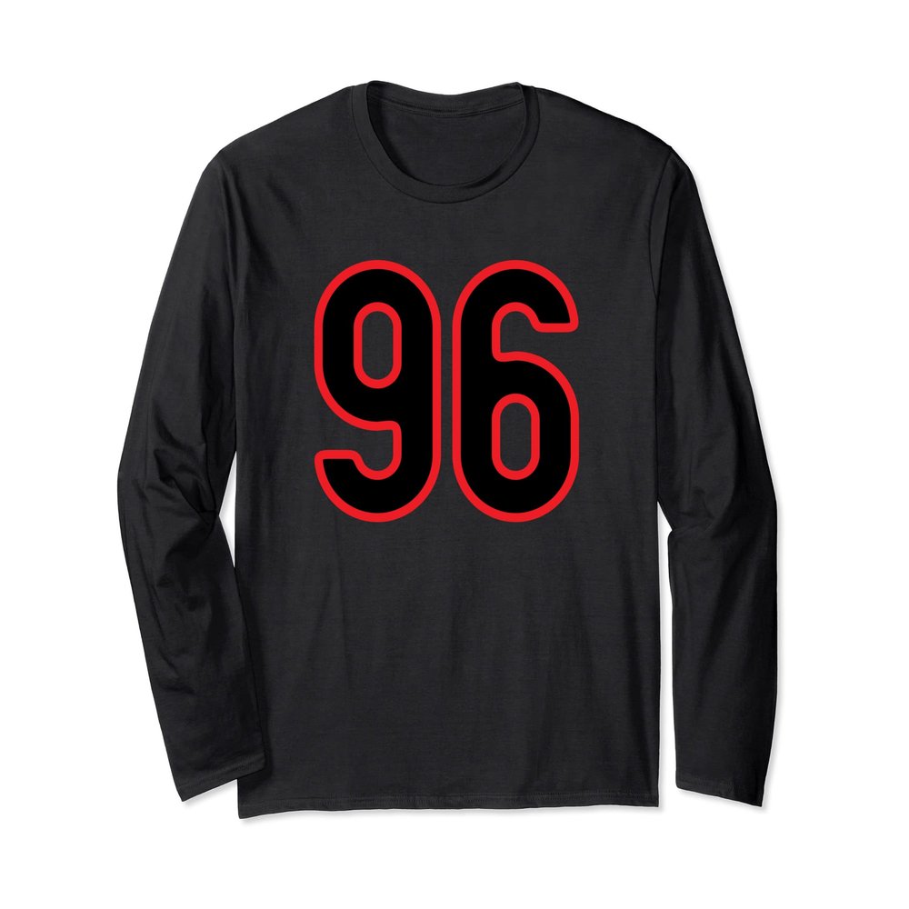 Number #96 Sports Jersey Red Black Favorite Lucky Number Long Sleeve T-Shirt