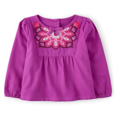 Gymboree,and Toddler Girls Long Sleeve Woven Shirts,Spice SKIT Star,12-18 Months