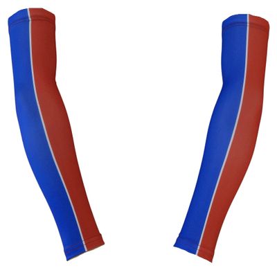 Sports Farm PAIR Youth & Adult Sizes 2 Tone Player Compression Arm Sleeves (2 Sleeves) (Over 20 Colors Available In Our Store) (Adult Medium, Red & Royal Blue)