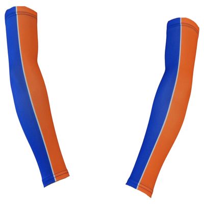 Sports Farm PAIR Youth & Adult Sizes 2 Tone Player Compression Arm Sleeves (2 Sleeves) (Over 20 Colors Available In Our Store) (Youth Large, Royal Blue & Orange)