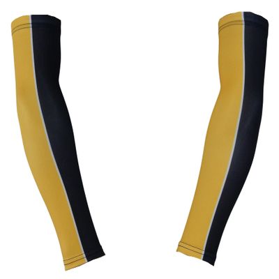 Sports Farm PAIR Youth & Adult Sizes 2 Tone Player Compression Arm Sleeves (2 Sleeves) (Over 20 Colors Available In Our Store) (Youth Medium, Black & Yellow)